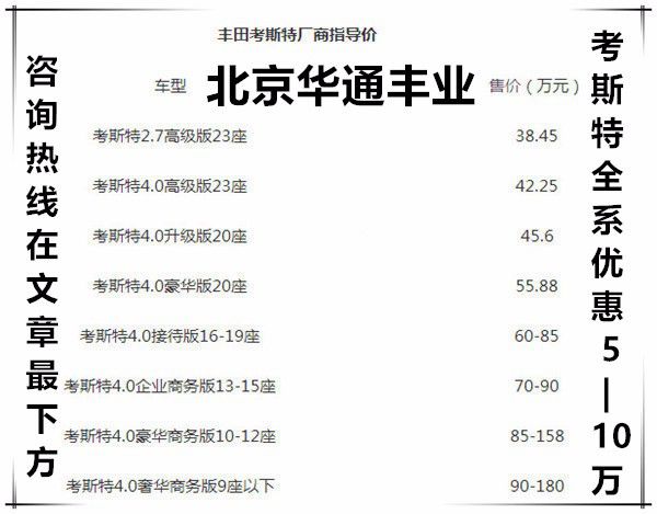 丰田考斯特汽车之家报价 12座公务舱价格维基体育(图3)